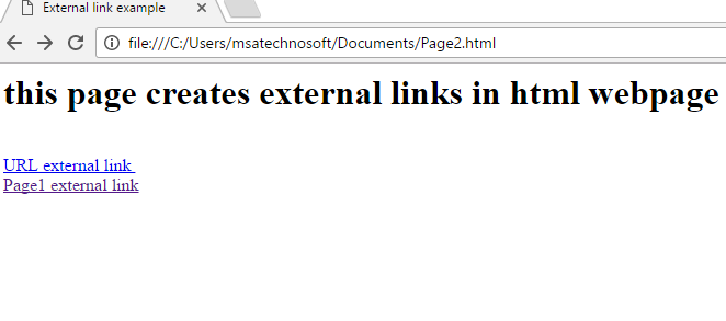Extrenal hyperlink in html | msa technosoft